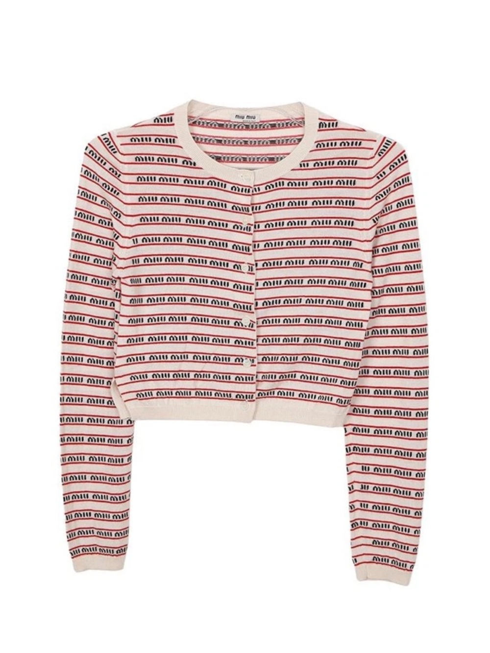 Miu Miu Multi-logo Cropped Cardigan Sweater Size 38
